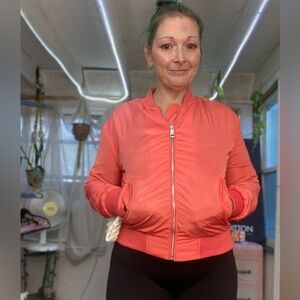 Dex Coral Ruched Lightweight Mesh Lined Jacket Size Small